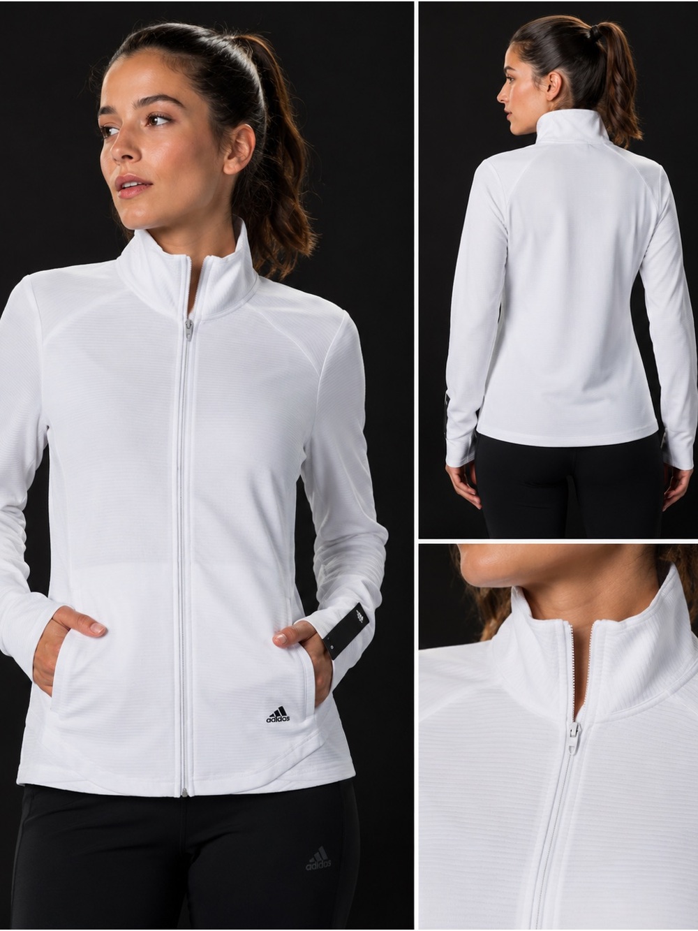 adidas White Full-Zip Lightweight Utility Jacket